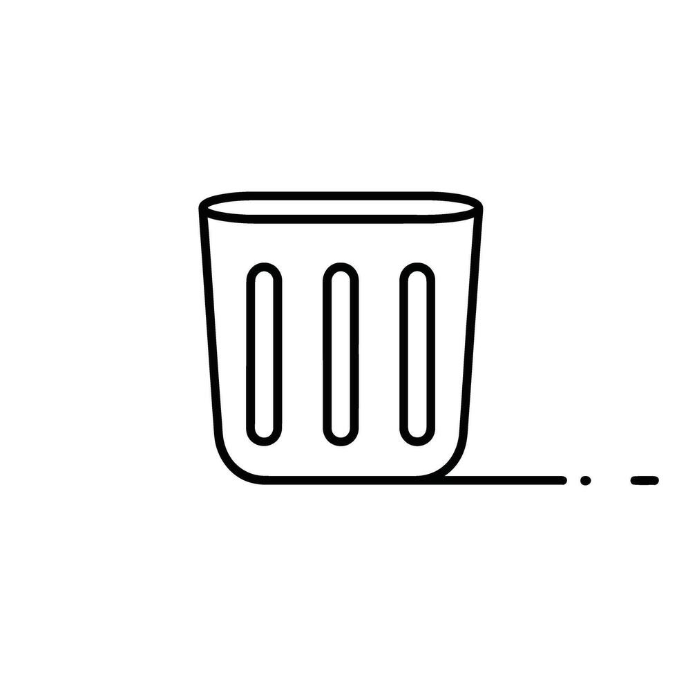 Black and White Line Art Illustration of a Trash Can with Shadow Detail vector