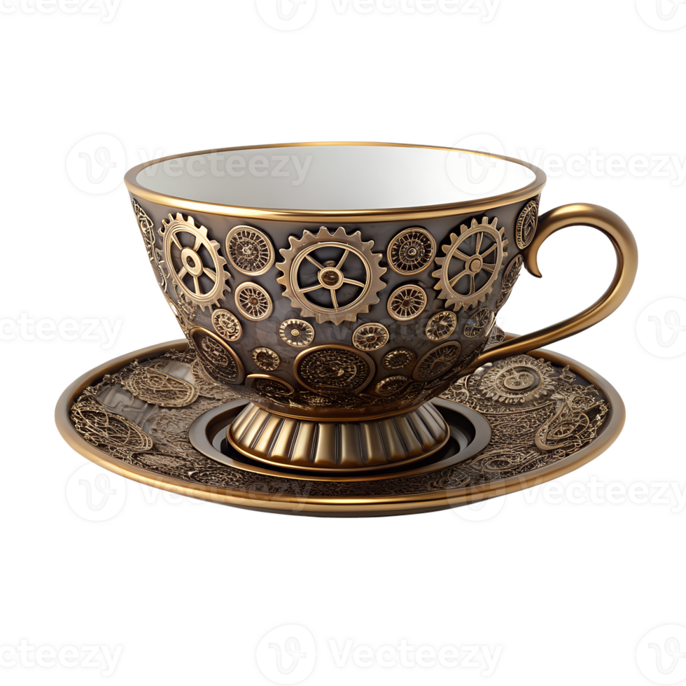 Steampunk Teacup 3D Render png