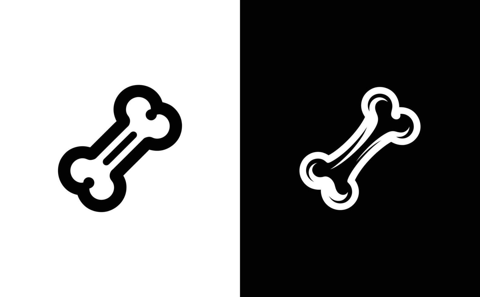Bone Outline Symbol, Black Rounded Edges, Cartoonish Design, Veterinary Element vector