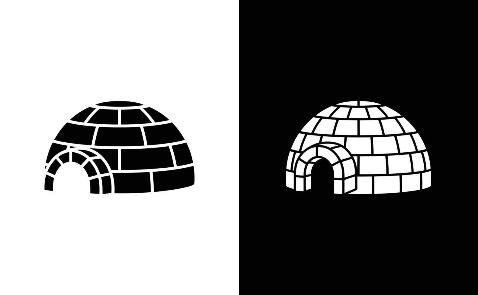 Igloo on Inverted Colors, Arctic Shelter Structure Made of Ice Blocks vector