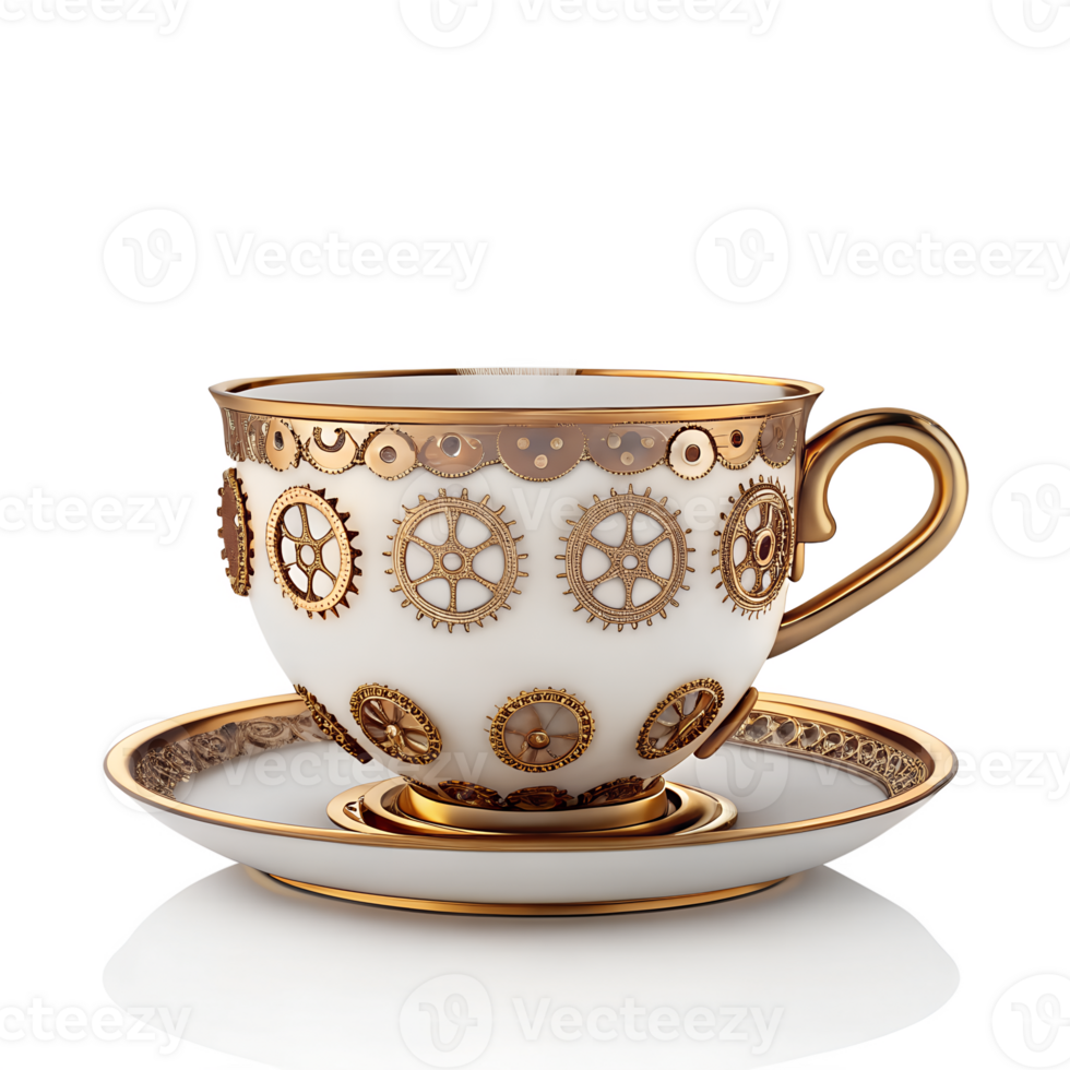 Steampunk Mechanical Teacup 3D Render png