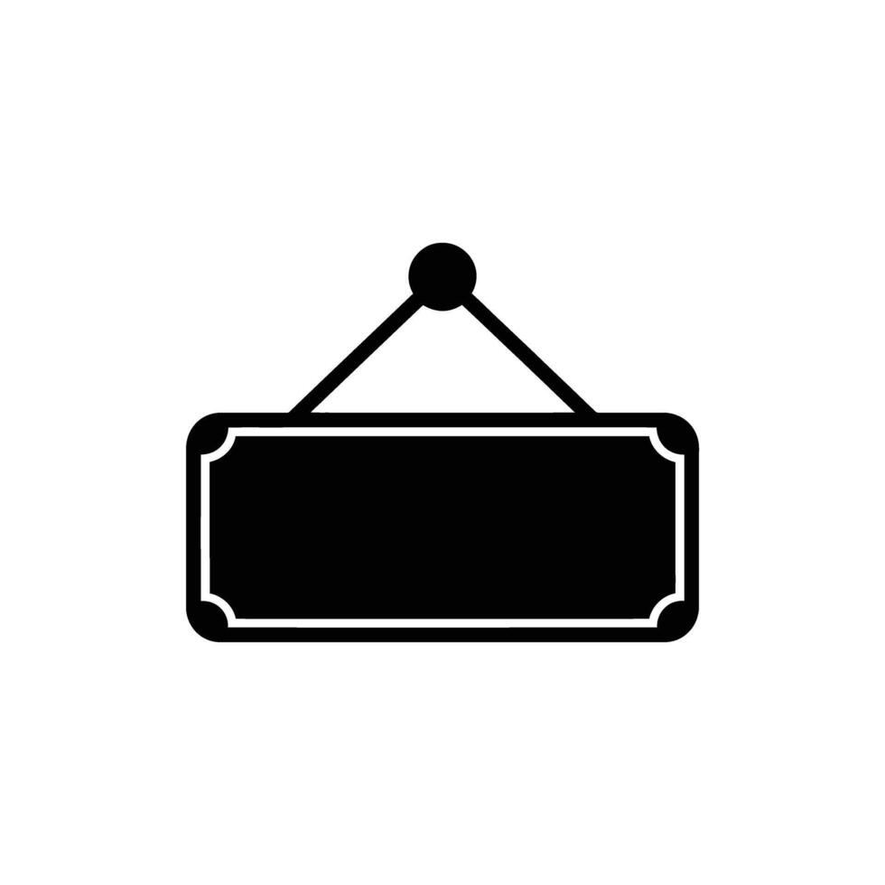 Black Hanging Sign with White Trim and Rounded Corners on White Background vector