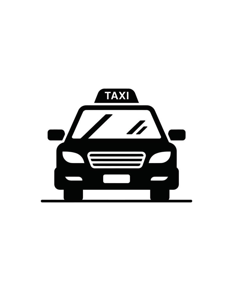 Front View Black Silhouette of a Taxi Cab With 'TAXI' Sign on Top vector