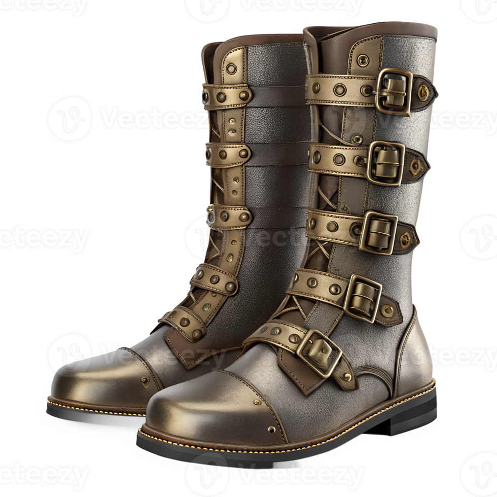 Steampunk Mechanical Boots 3D Render png