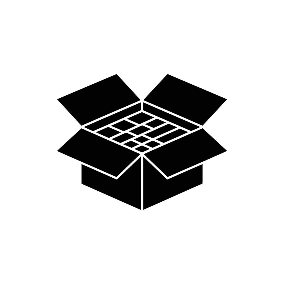 Open Box, Top View, Parcel, Shipping Container with Black Color on Transparent vector