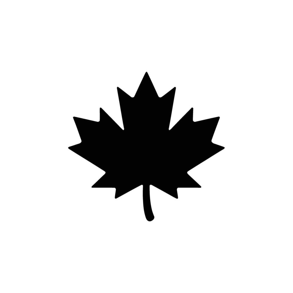 Simple Silhouette Of A Black Maple Leaf Isolated On Transparent Background Flat Design vector