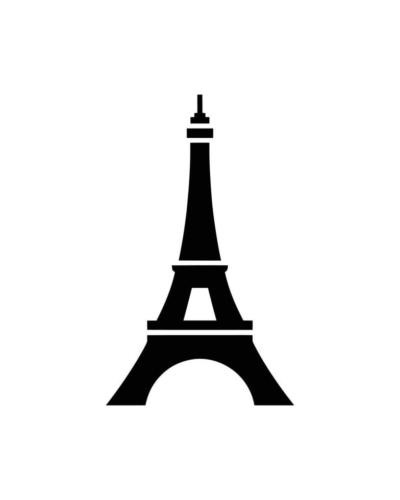 Silhouette of Eiffel Tower Famous French Landmark Icon Against White Background, Minimalist Design vector