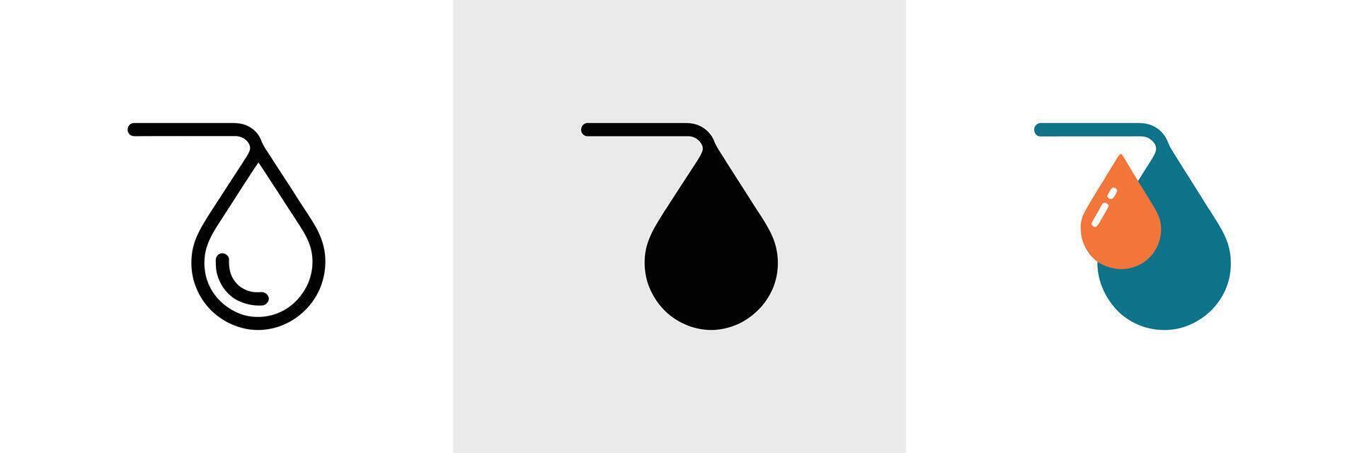 Abstract Isolated Water Drop Icons in Color and Black on White Background vector