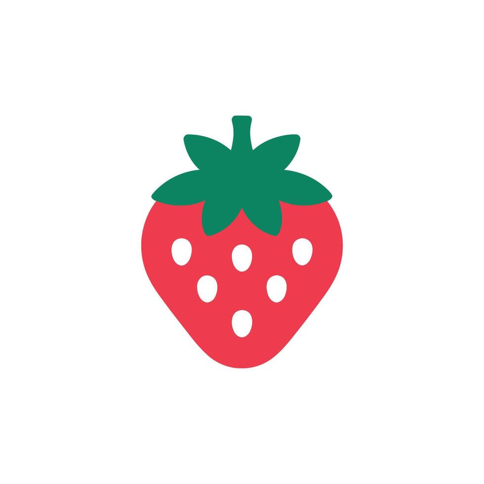 Red Strawberry with Green Leaves Isolated on White Background vector