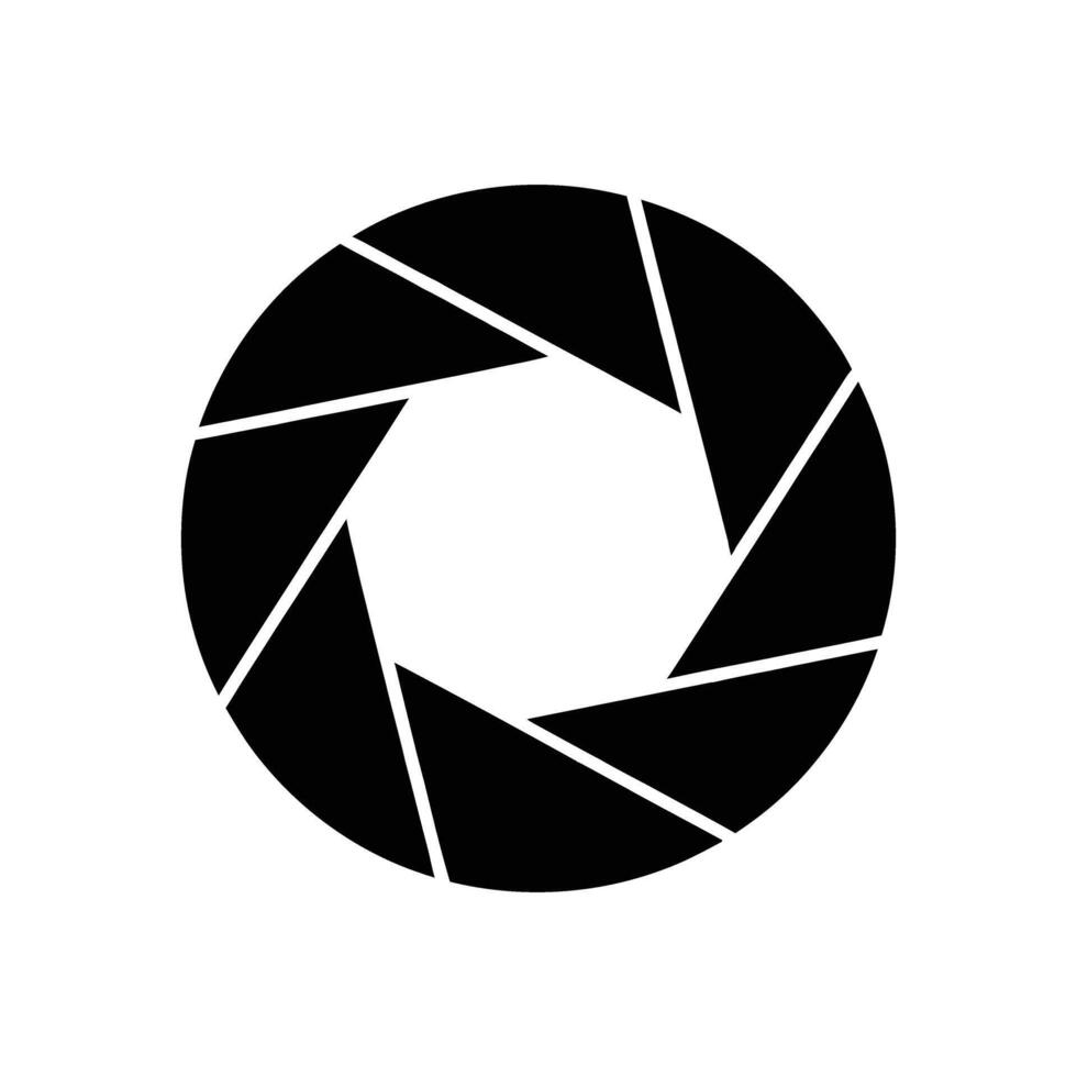 Black and White Aperture Diaphragm Icon with Triangular Opening on a Plain Background vector