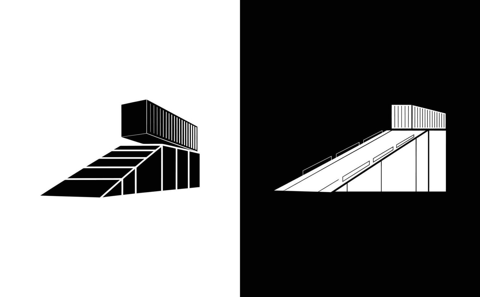 Monochrome of Container on Stair Structure and a Road on Black White vector