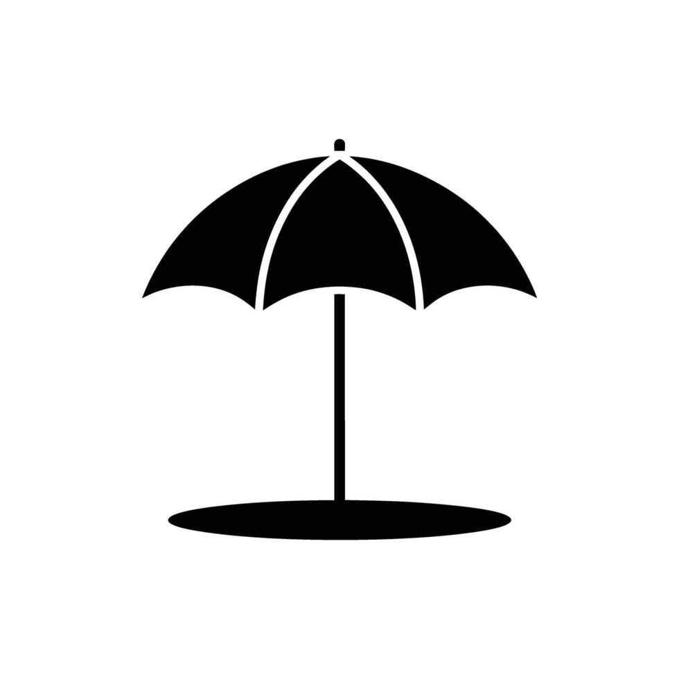 Simple Black Silhouette of a Beach Umbrella Isolated on a White Background vector