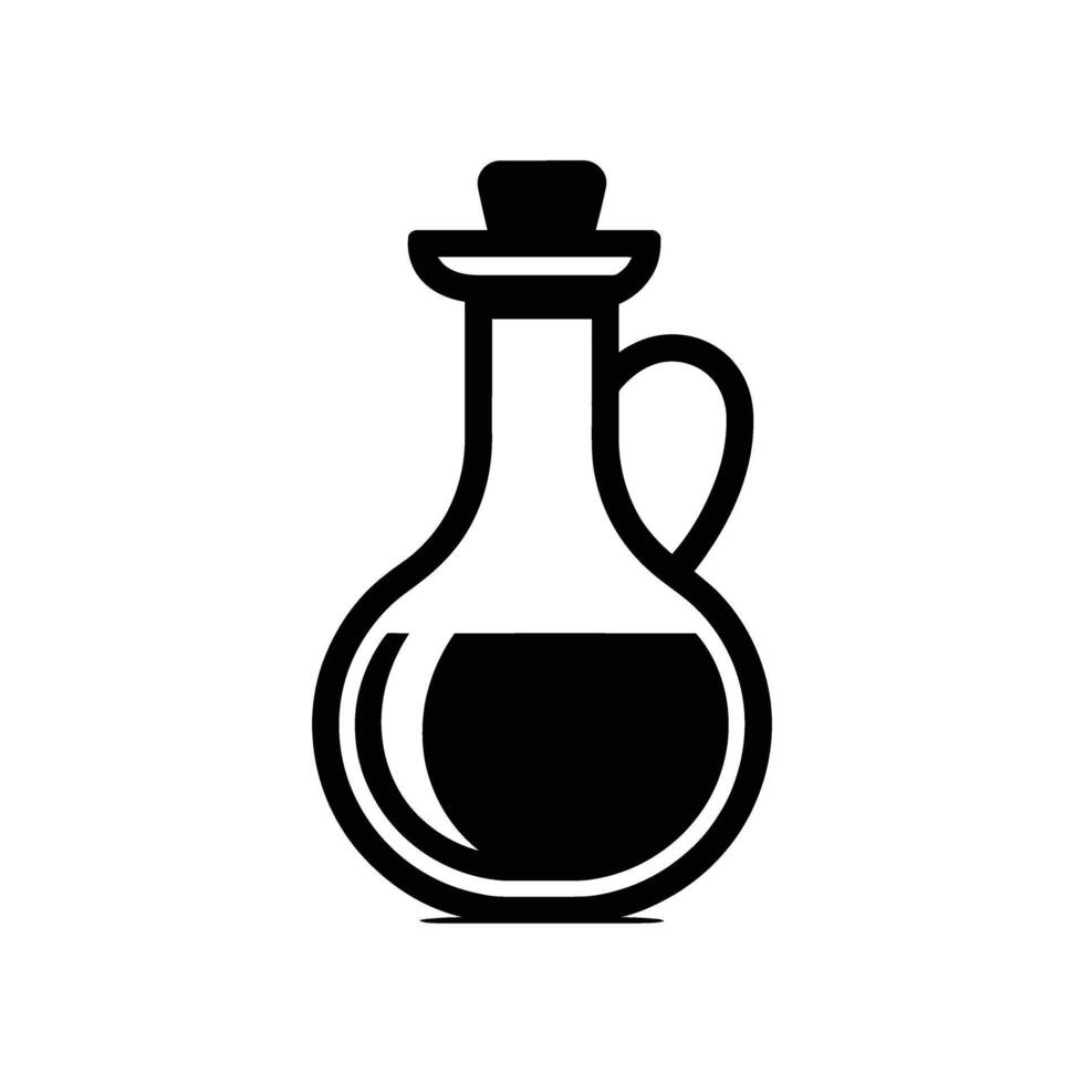 Illustration of a Black and White Oil Bottle with Stopper and Handle vector