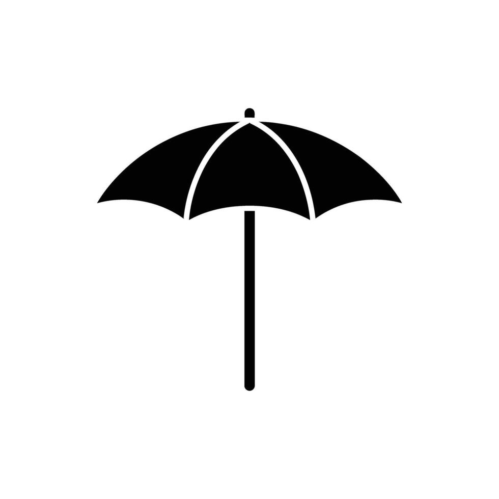 Stylized Black Umbrella Icon Isolated on White Background for Weather Protection and Design vector