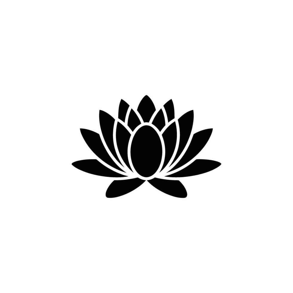 Isolated Black and White Lotus Flower Simple Illustration, Floral Design Element vector