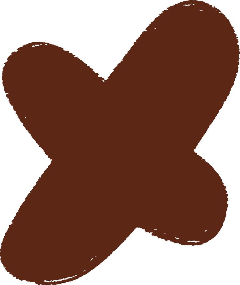 Lowercase x hand-drawn in dark brown vector