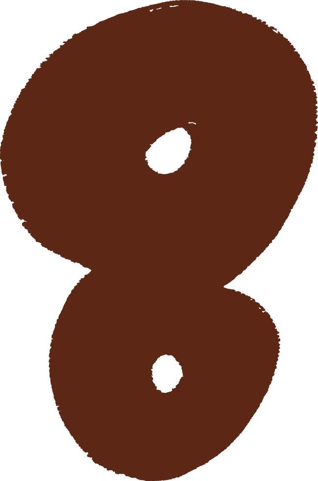 Hand-drawn brown number eight symbol with an organic vector