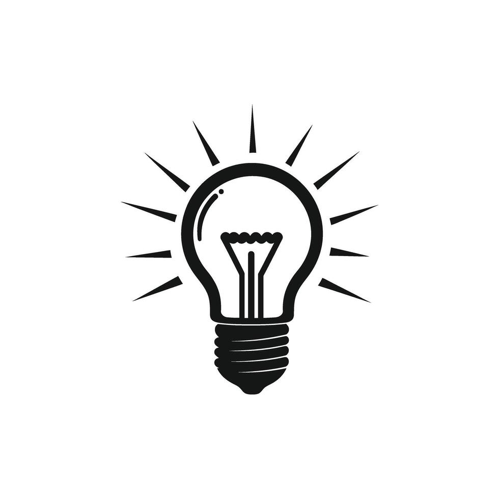 Shining Bulb Icon with Rays on Transparent Background Symbolizes Idea Design vector