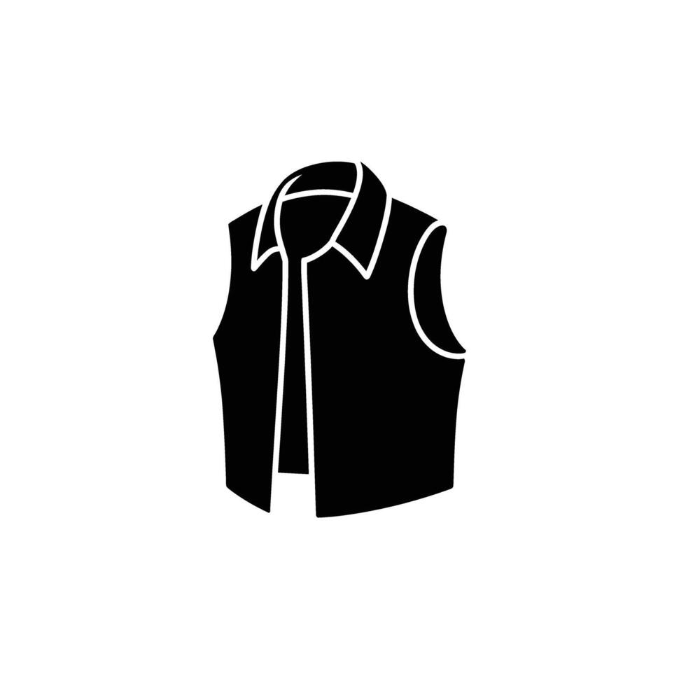 Isolated Black Waistcoat Silhouette with Collar on a Transparent Background vector