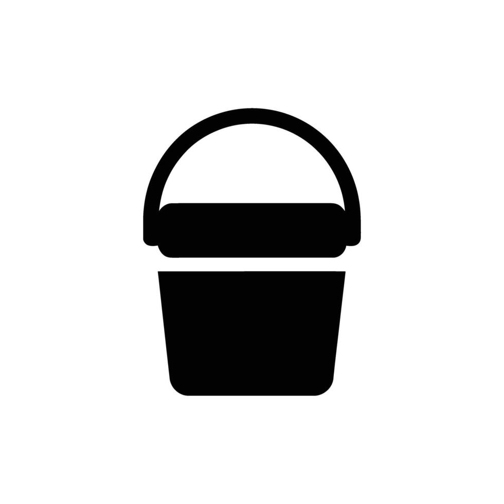 Black Plastic Bucket with Handle. Transparent background, Simple Design vector
