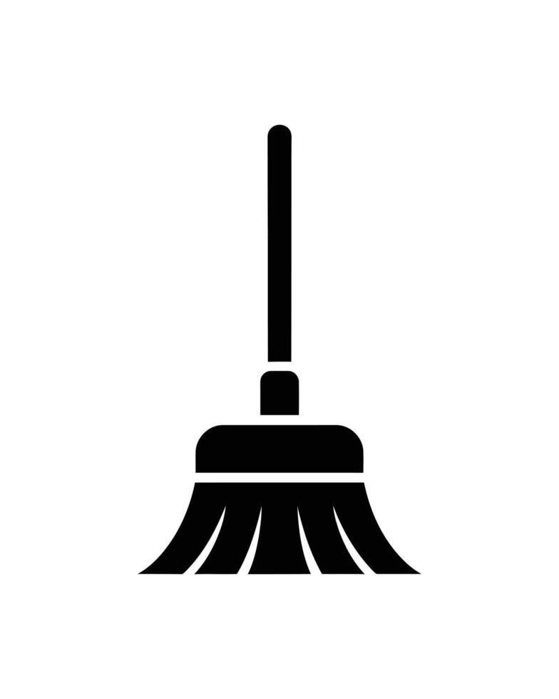 Black Broom Icon Cleaning Tool Illustration for Home and Commercial Use Design vector