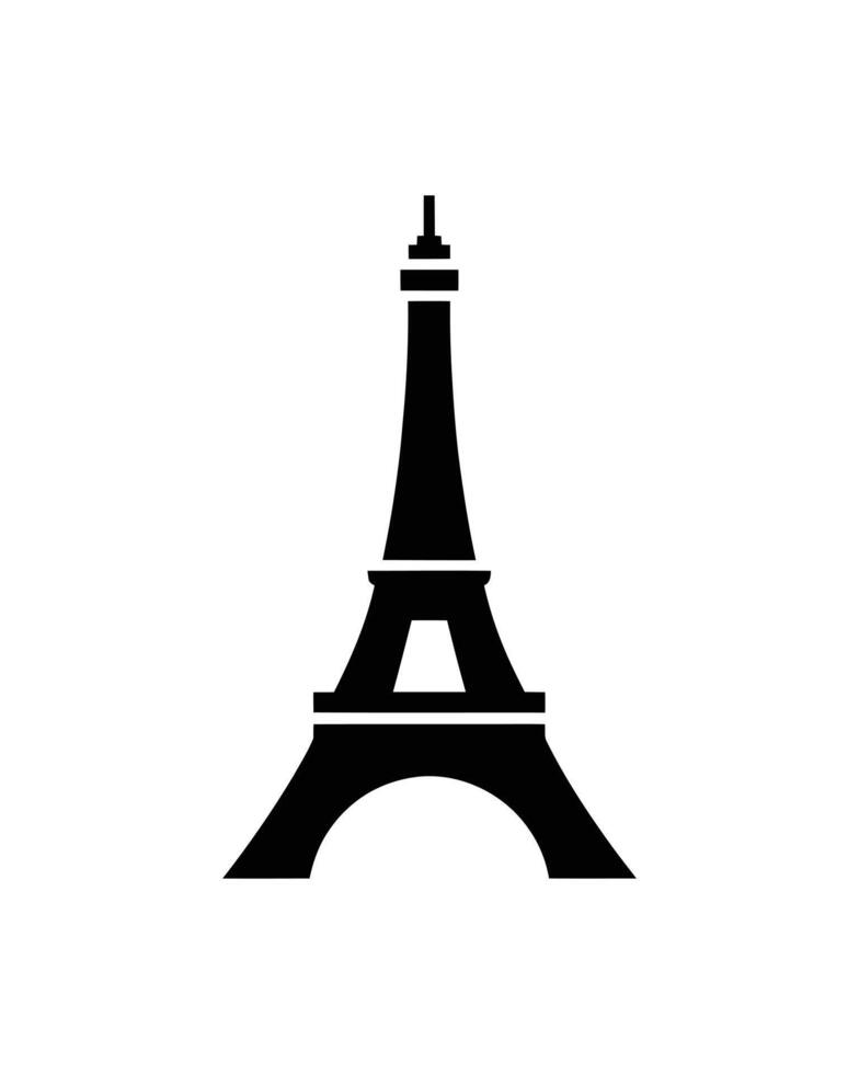 Bold Silhouette of the Eiffel Tower A Paris Landmark Symbol Against White vector