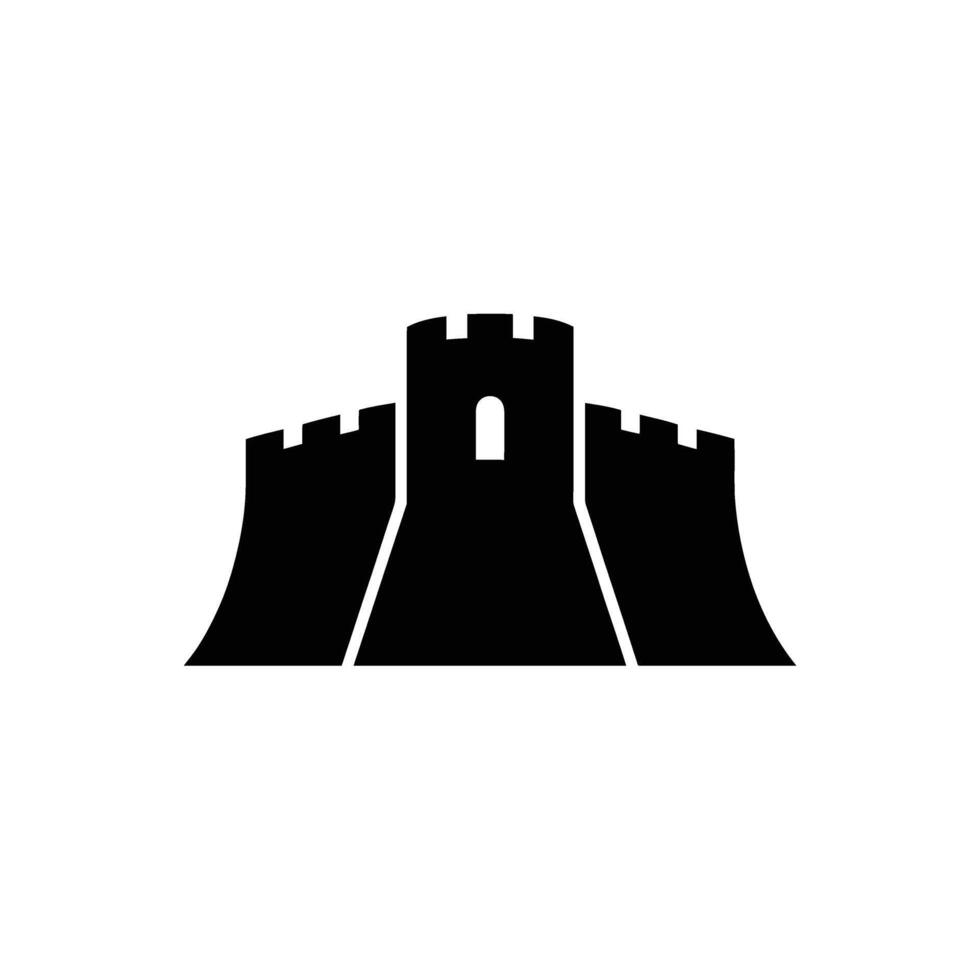 Medieval Castle Silhouette with battlements on a transparent background vector