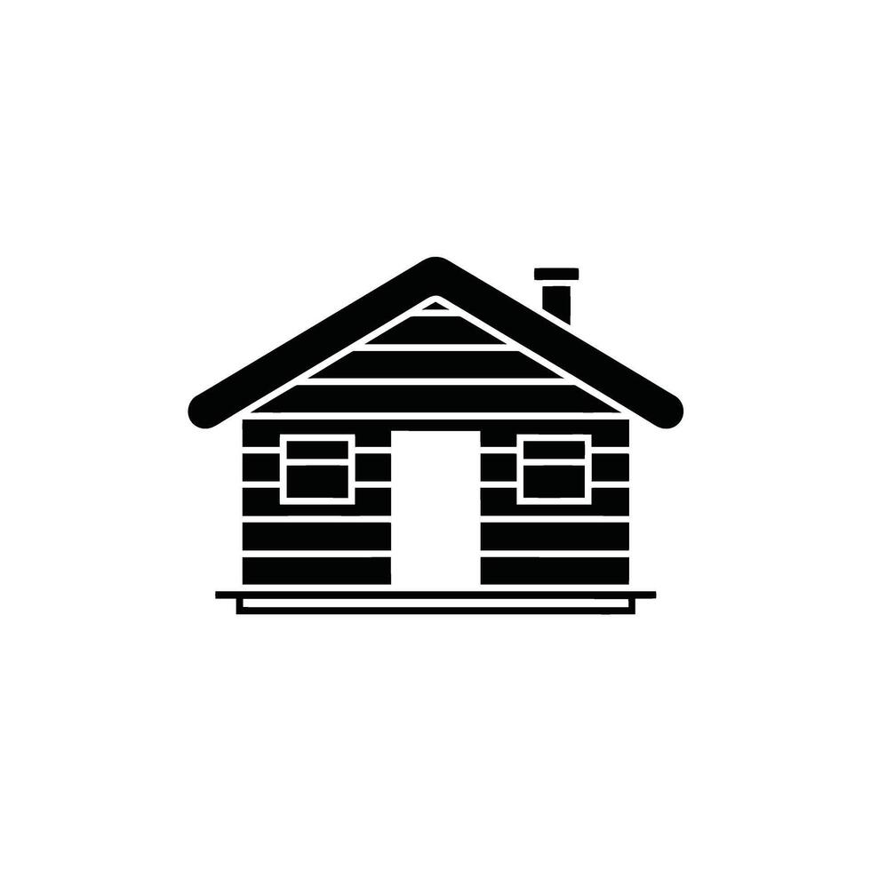 Black silhouette of a house with a chimney icon on transparent background vector
