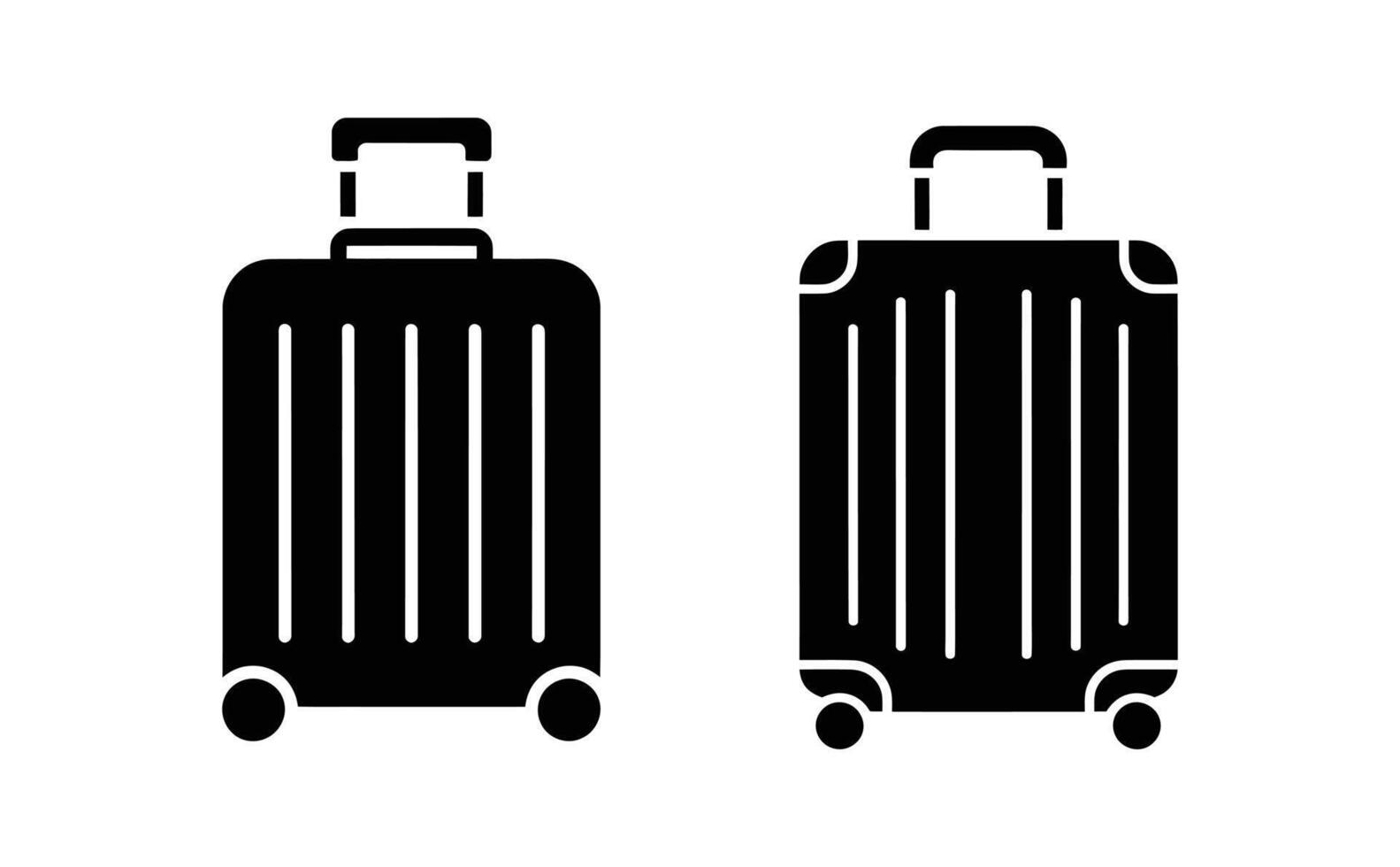 Two Black Rolling Suitcases with Retractable Handles on a White Background vector