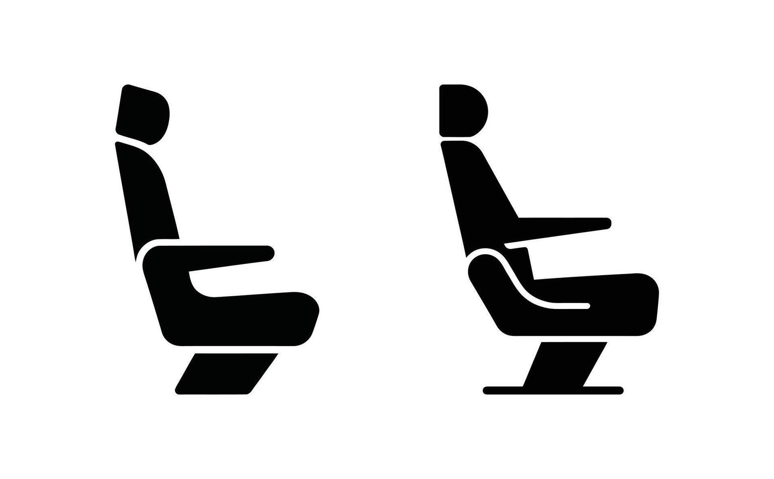 Airplane Seat Icons Two Black and White Stylized Illustrations of Aviation Seating vector