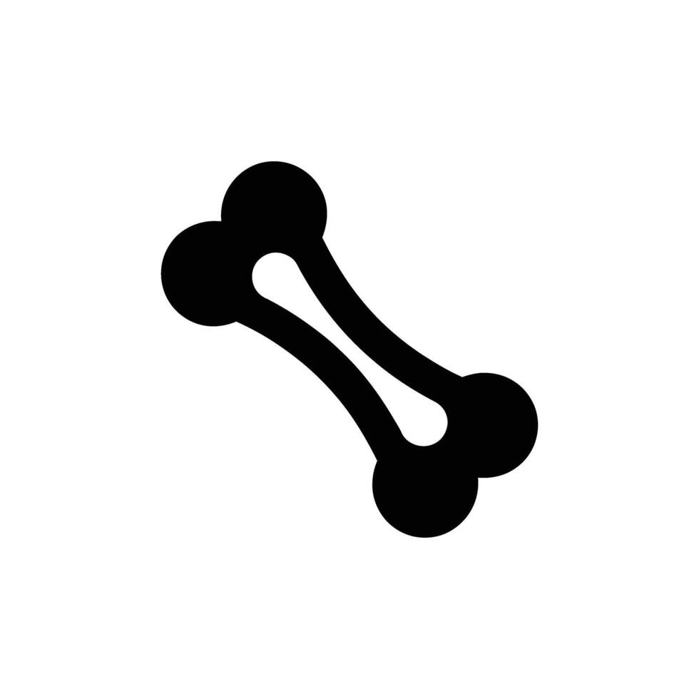 Bone Shape Black Icon Isolated on White, Simple Bone Symbol Design vector