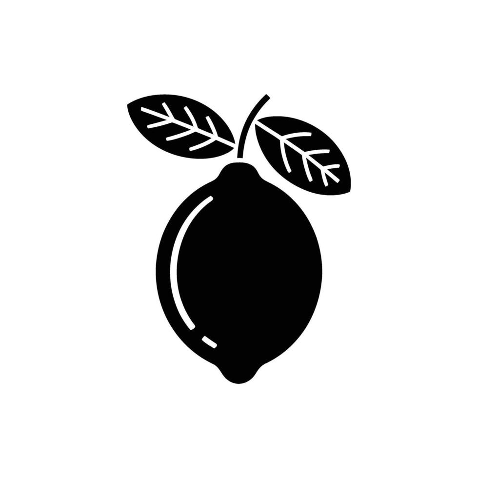 Stylized Black Lemon with Leaves Illustration, Food Icon, and Minimalist Design vector