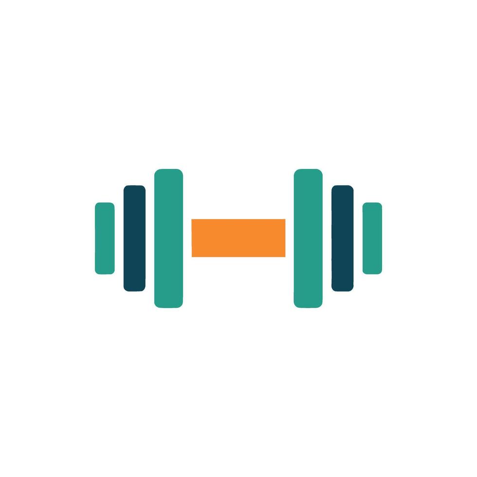 Minimalist Dumbbell Icon in Teal and Orange with Rounded Edges on White vector