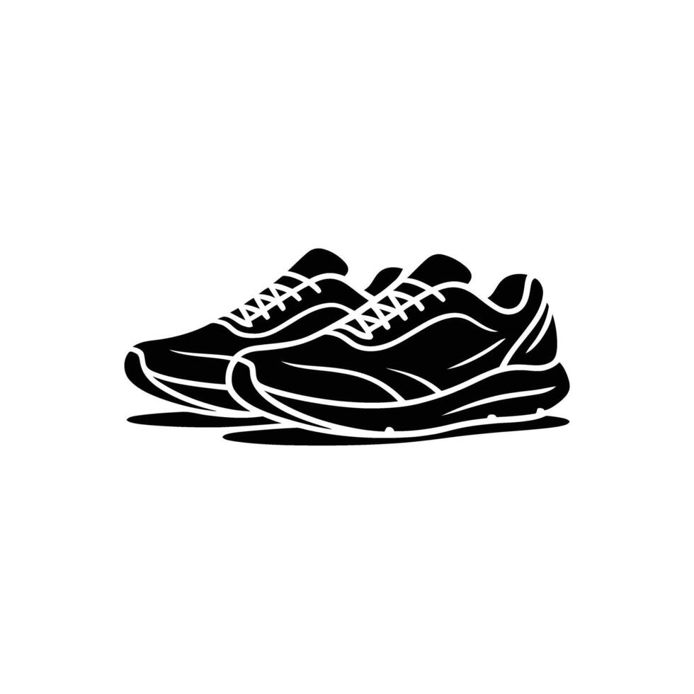 Pair of Black Athletic Shoes Illustration, Sportswear, Running Footwear Image vector
