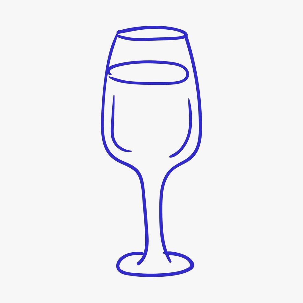 Outline of a wine glass filled with clear liquid on a plain background emphasizes simplicity and elegance in design vector