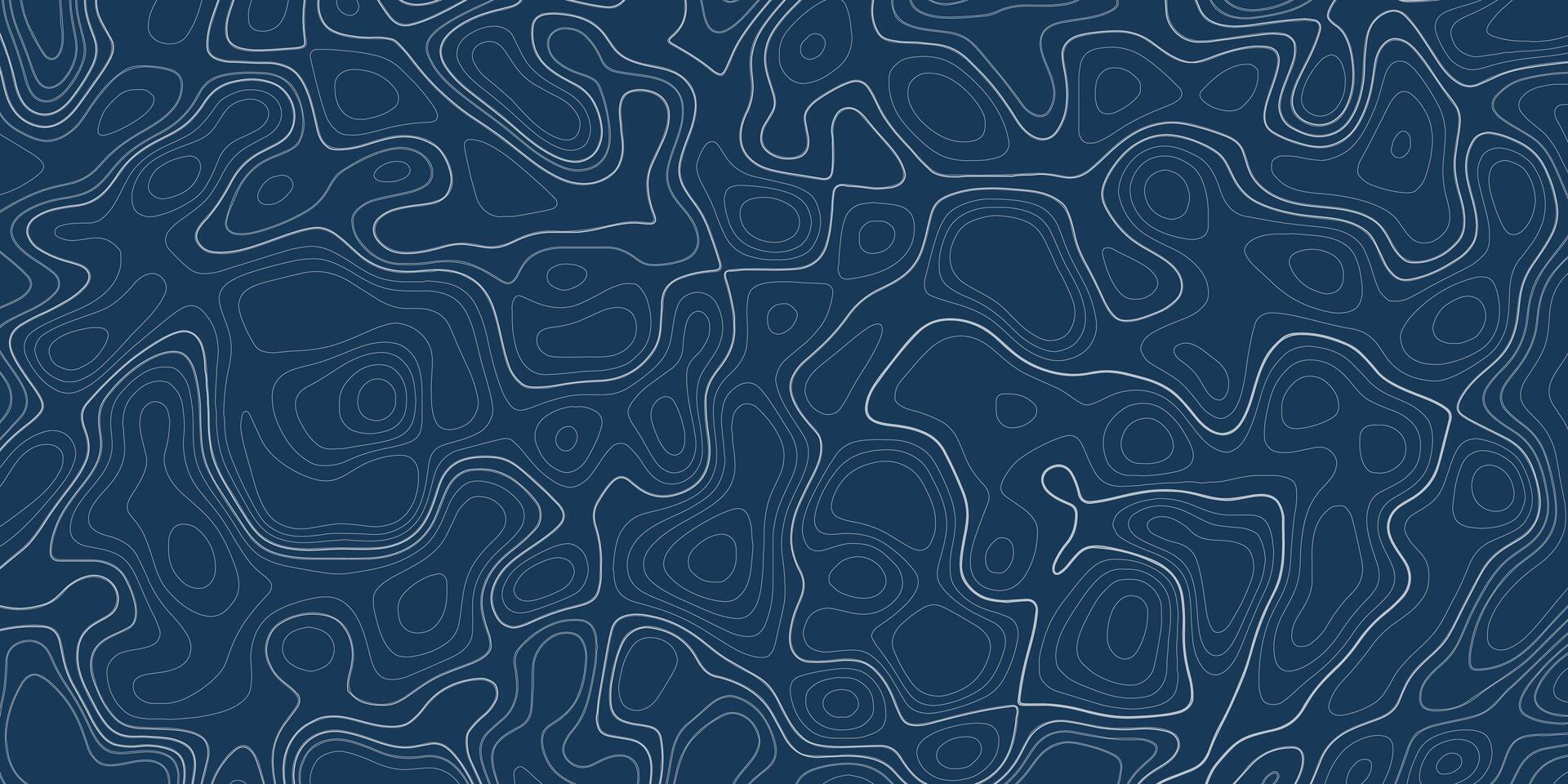 Abstract blue topographic map wallpaper. Geographic terrain with depth, elevation. Minimalist cartography art, wide background vector