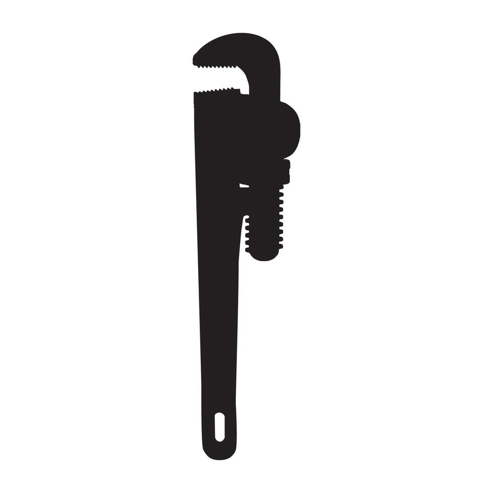 A black and white Illustration of Pipe Wrench Silhouette vector