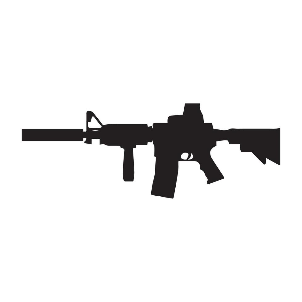 An automatic assault rifle silhouette illustration vector