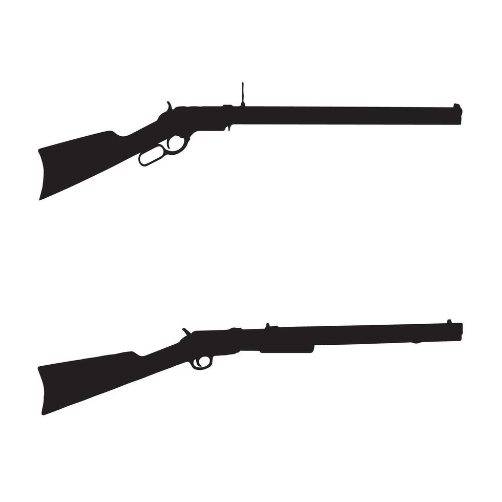 Two Shotgun Gun Art Silhouette Illustration vector