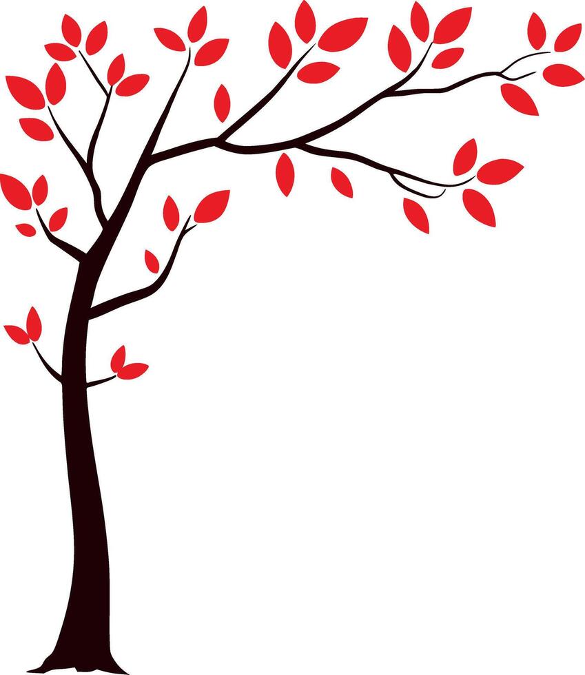 Autumnal Delight Tree of Crimson Leaves Illuminating the Night vector