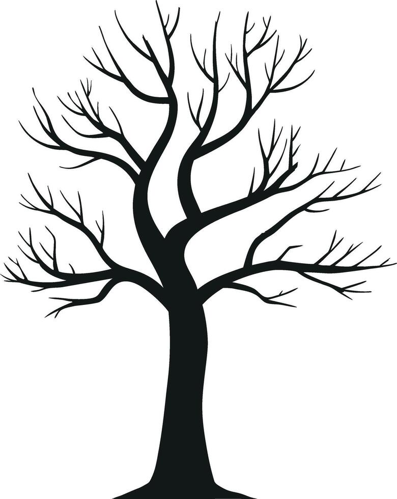 Silhouette of a Bare Tree Against a Black Background vector
