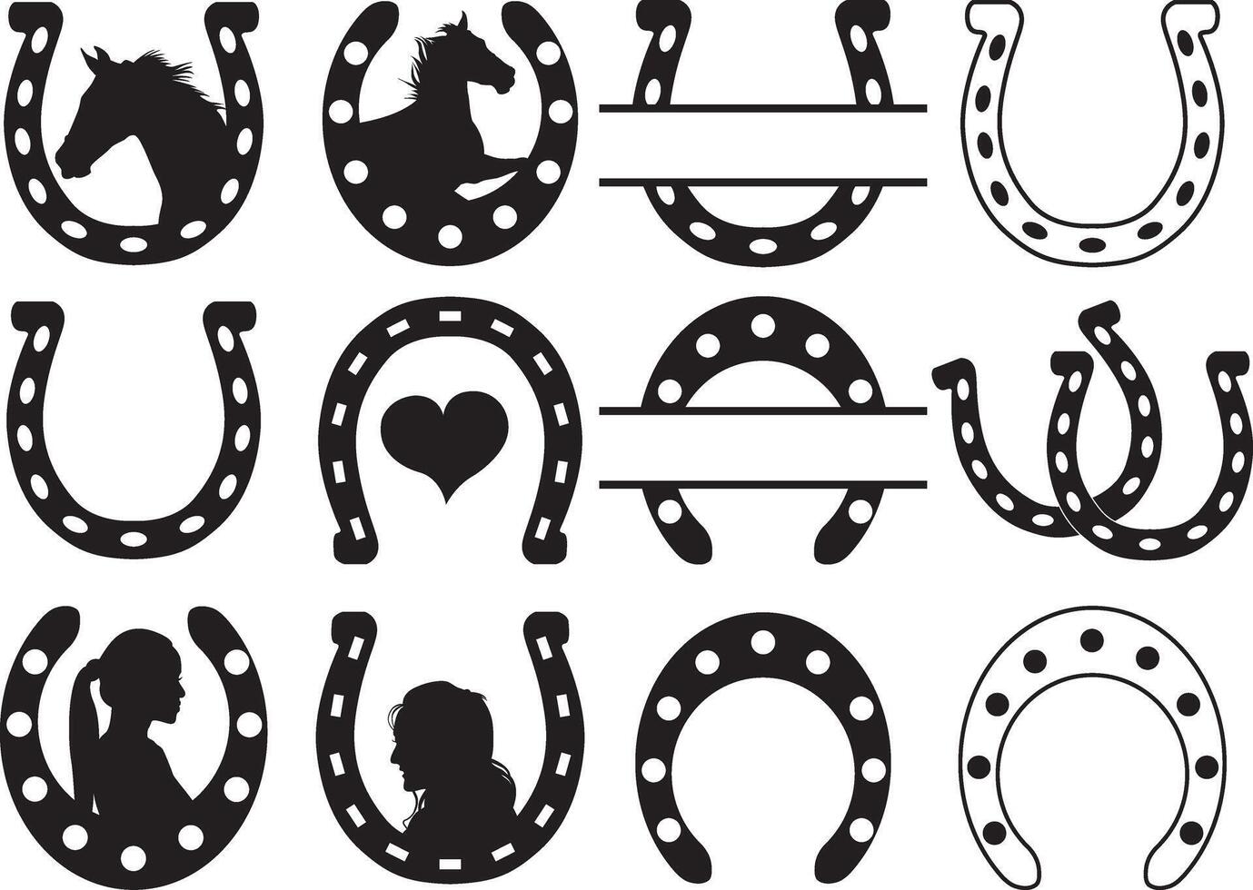 Horseshoe, Horseshoe Silhouette, Horseshoe Custom Name vector