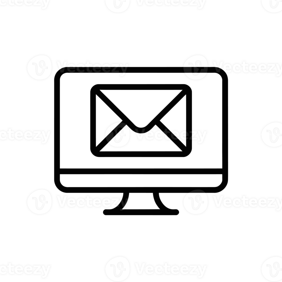 A monitor icon displays an envelope, symbolizing email or digital communication cutouts png