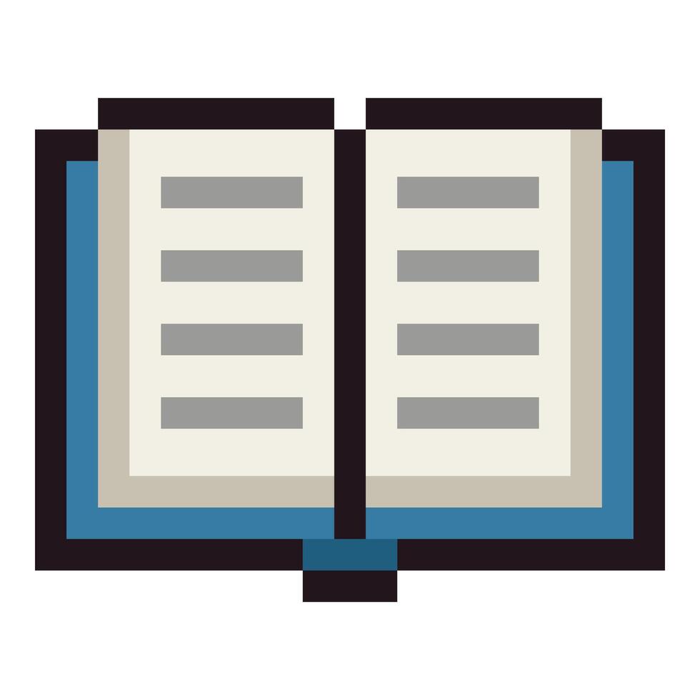 Pixel art open book emoji illustration isolated on white background vector