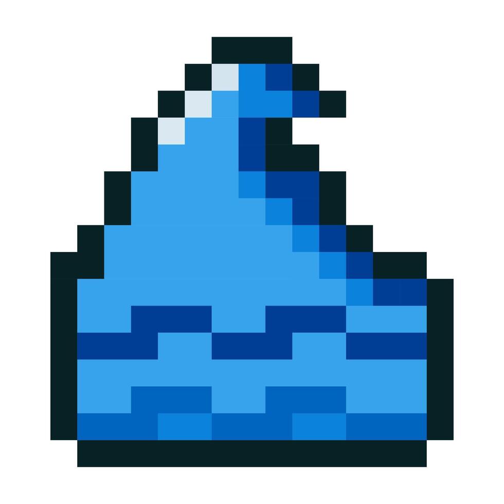 Pixel art water wave emoji isolated on white background vector