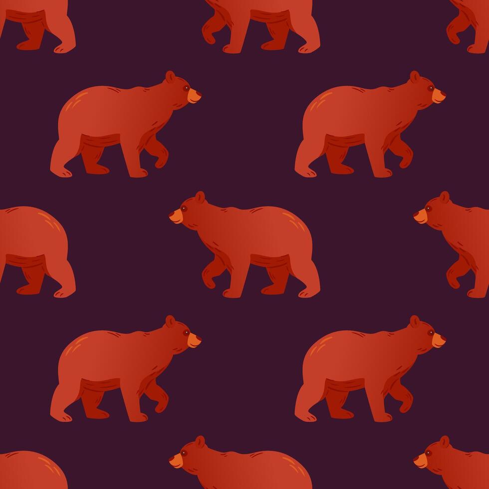 illustration featuring a repeating pattern of grizzly bears in various poses. strength and beauty of these iconic animals, set against a lush, natural backdrop for a wild, adventurous feel. vector