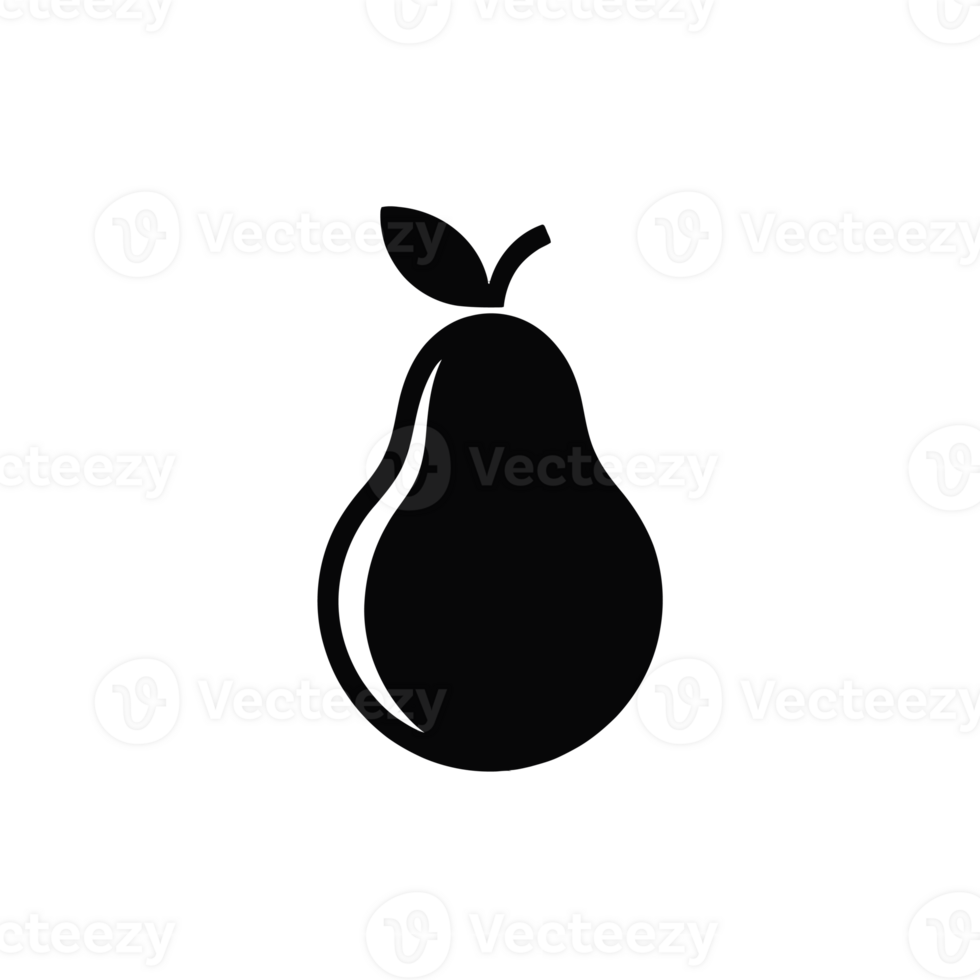 A minimalistic black silhouette of a pear cutouts png