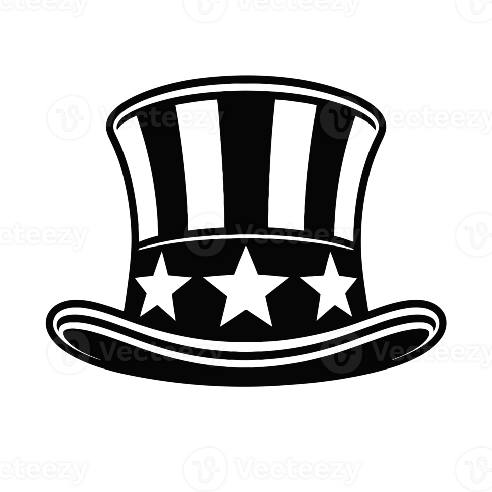 A black top hat features vertical stripes and three stars, reminiscent of patriotic symbolism. It appears cutouts png