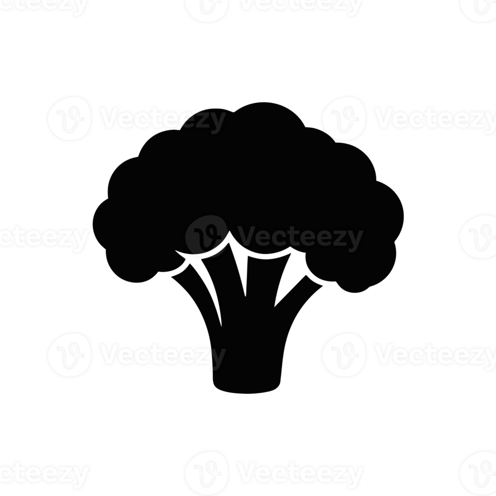A simple black silhouette of a broccoli cutouts png