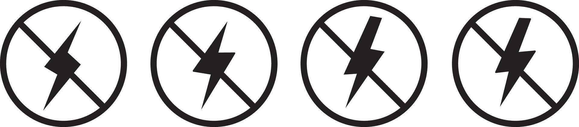 Adobe Illustrator Artworno electricity vactor icon set. No lightning symbol. bright warning.Lightning and no lightning.k vector